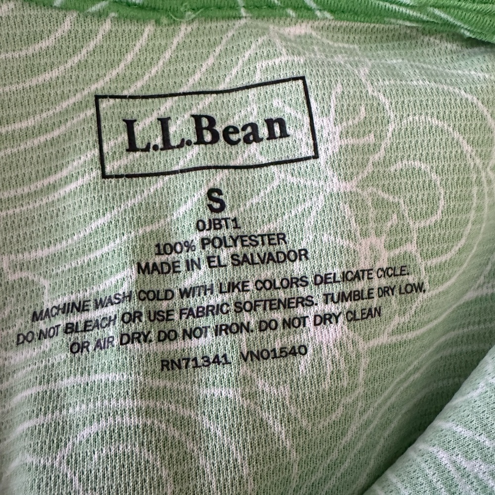 LL Bean Womens Top 1/4 Zip Pullover Mesh Floral Green White size Small - Picture 8 of 10